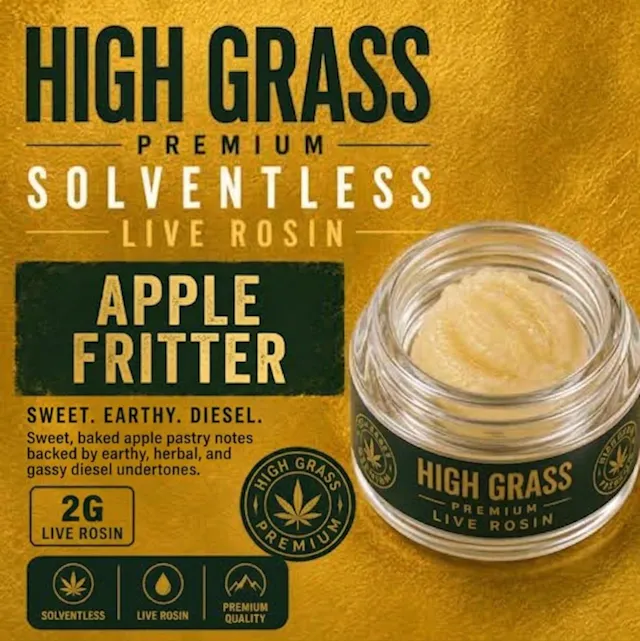 High Grass Farms Cold Cure Live Hash Rosin Apple Fritter 2g (hybrid)