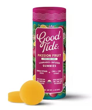 Product Gummies | Passion Fruit (I) 1:1:1 | 10mg THC: 10mg CBD: 10mg CBN | Good Tide