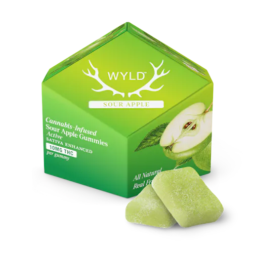Sour Apple Sativa Enhanced Gummies-active
