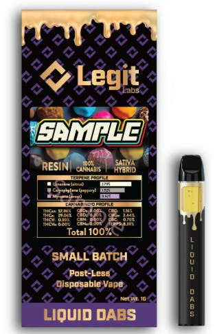 Product: Grape Pie | Post-Less Disposable | Cured Resin | Legit Labs