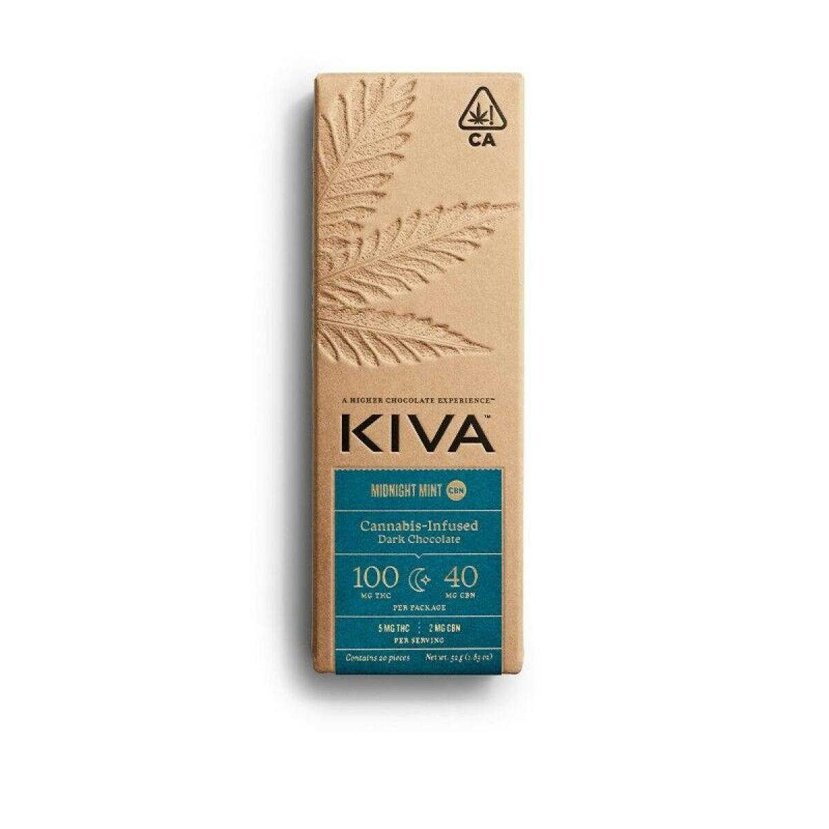 Kiva Chocolate Bar 100mg- Midnight Mint  (5:2 THC:CBN)KivaTHCTHC: 0.17%10% off orders over $75+1