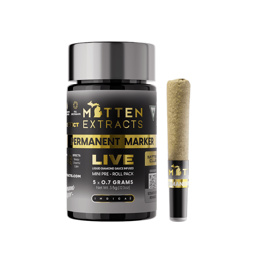Mitten Extracts 5 x .7g Live Sauce Infused Prerolls Permanent Marker
