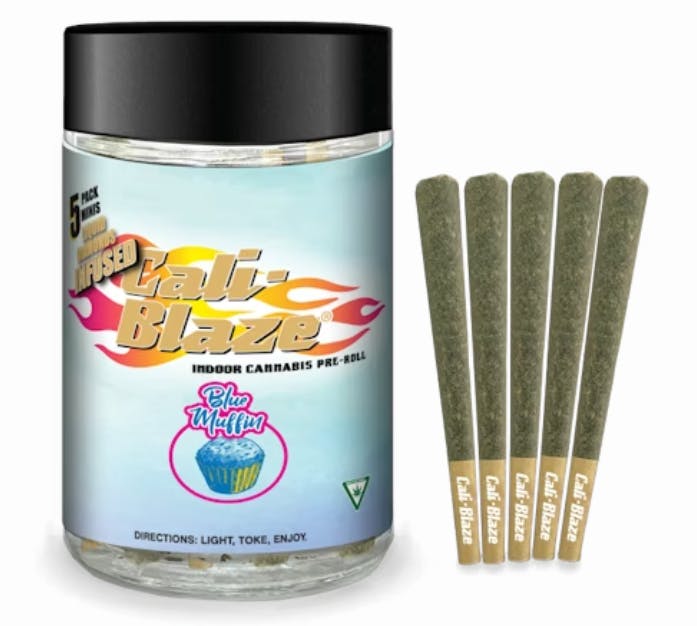 Cali-Blaze Blue Muffin | Liquid Diamond Infused Preroll Pack 0.7gx5-3.5g -  6 Brick's Cannabis Dispensary in Springfield MA