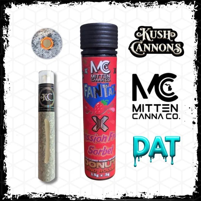 Kush Cannons - 1.8g Rosin Infused Donut - Strawberry Fantaz x Passion Fruit