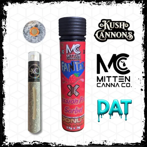 Kush Cannons - 1.8g Rosin Infused Donut - Strawberry Fantaz x Passion Fruit