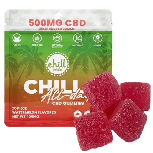 Chill Medicated Watermelon CBD All-Day Gummies Rec-active