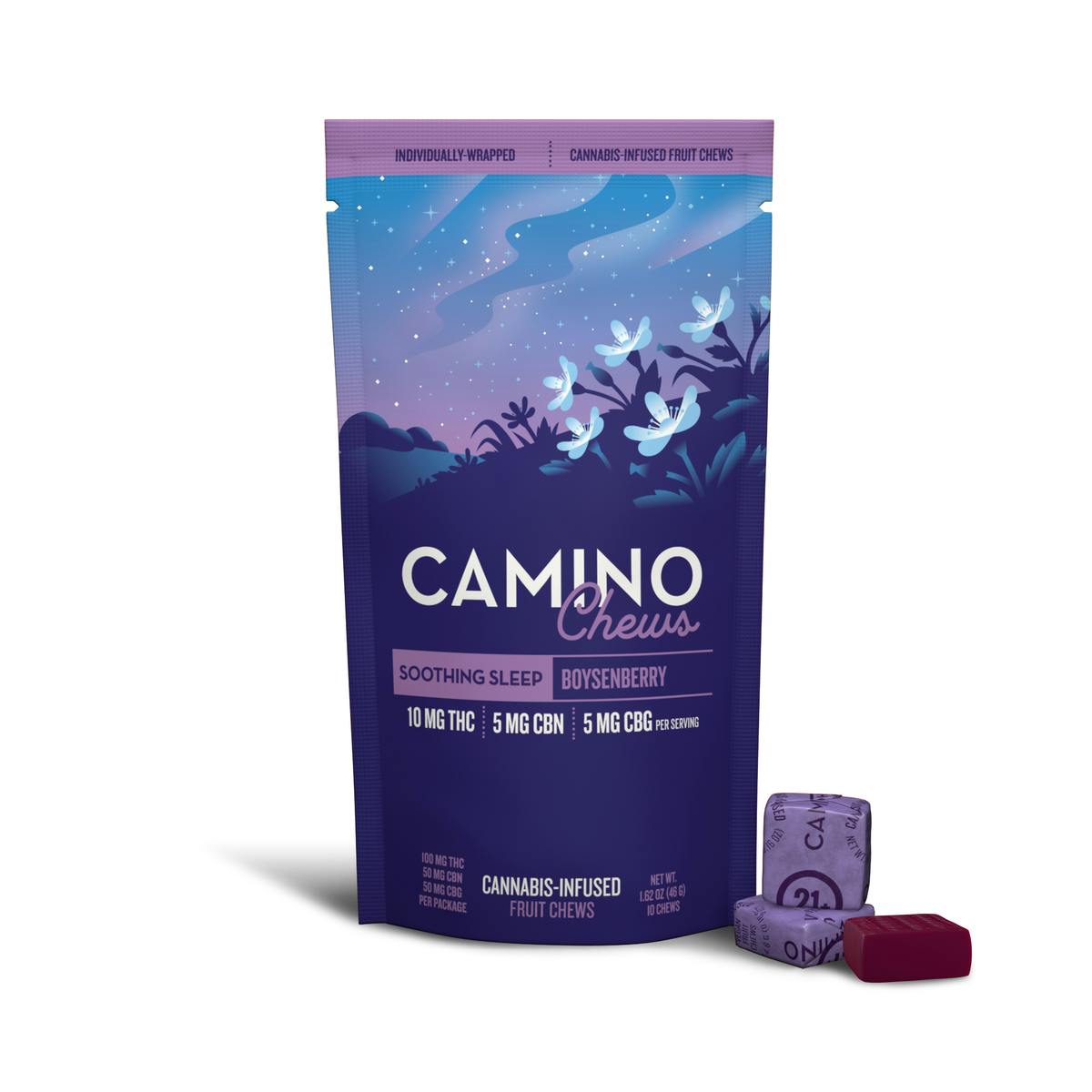 Camino | Boysenberry | Chews | THC:CBN:CBG | 100mg | 10ct