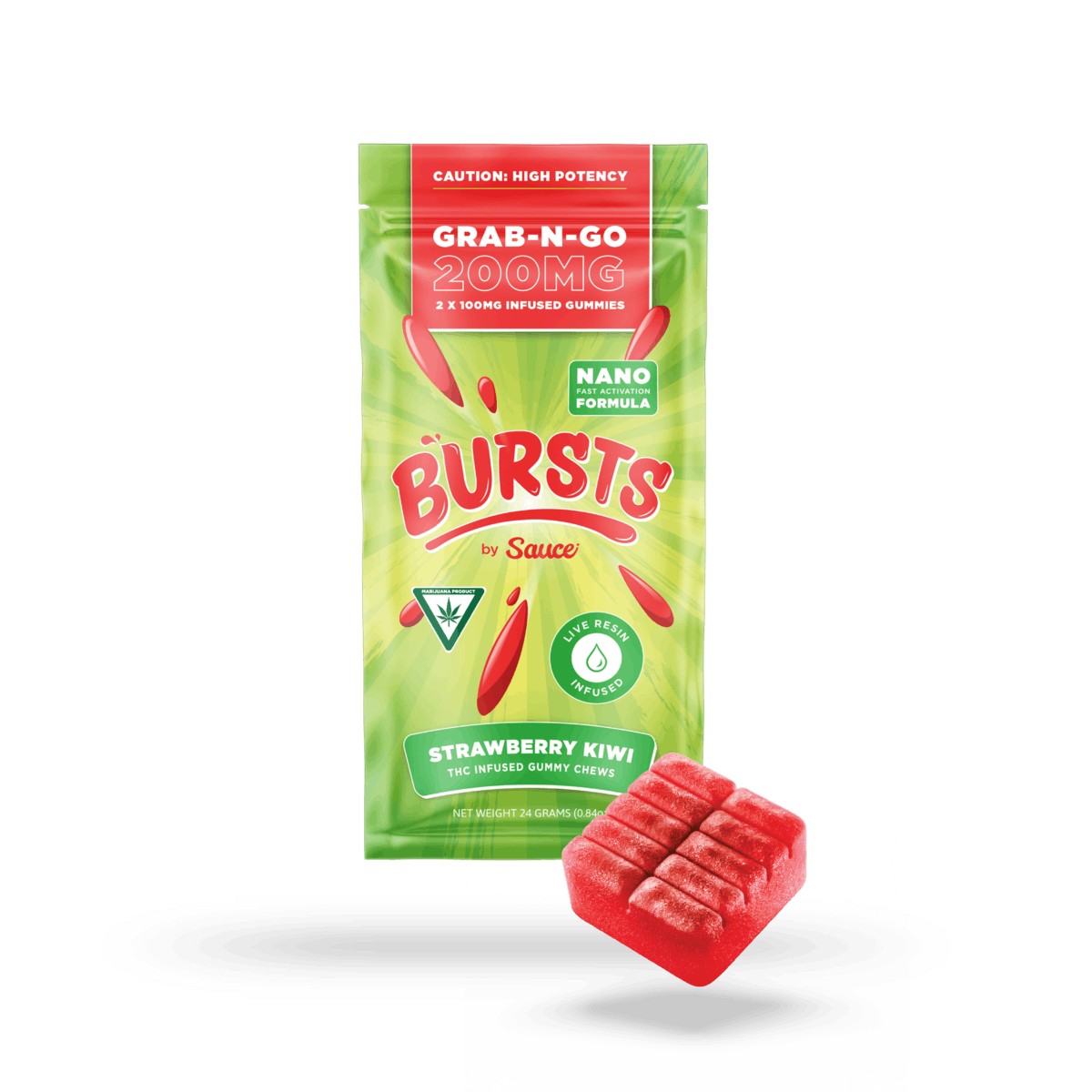 Sauce strawberry kiwi grab n go 200mg gummies
