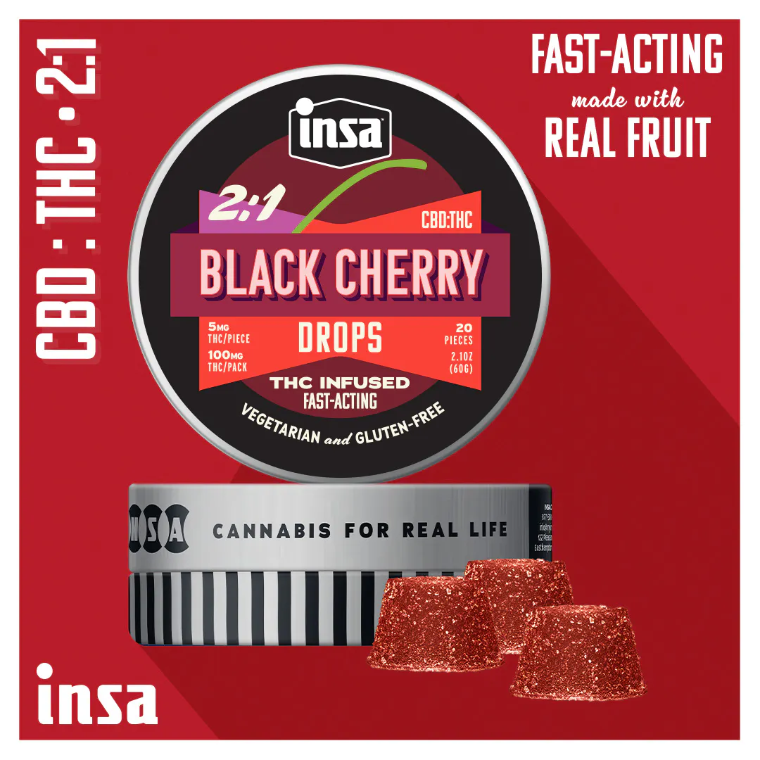 Drops/Gummies - Black Cherry (CBD 2:1) - 130mg (20 Chews) in Avon