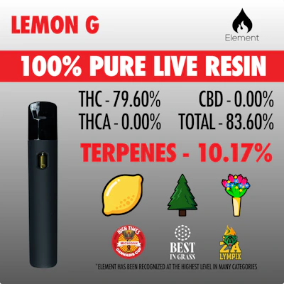 Element - 1g Live Resin Disposable - Lemon G