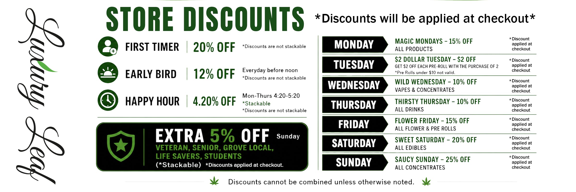 Luxury Leaf Daily Discounts