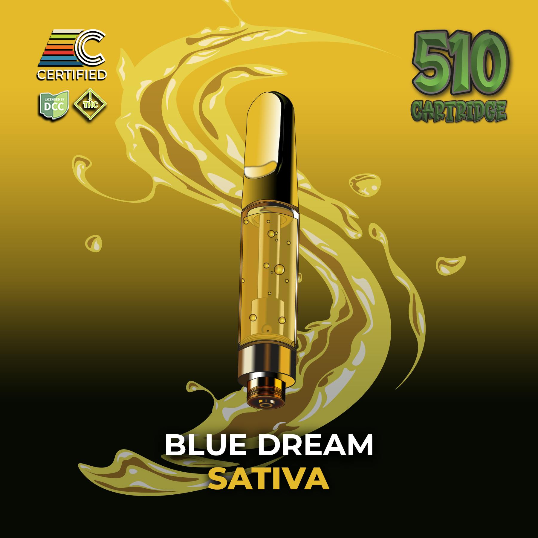 blue dream vape cartridge 1000mg D10, D8 Vape Cart - Blue Dream - Sativa - 1ml main image 1