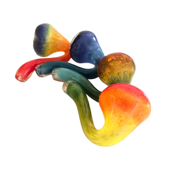 Photo of Frit Sherlock Glass Pipe – Colorful, Durable, S-Shaped