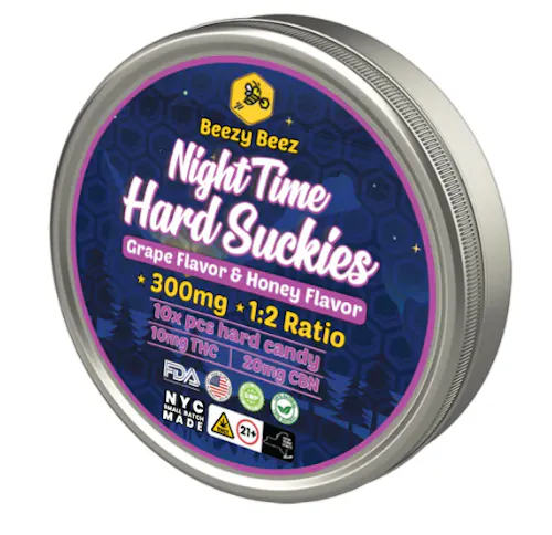 BEEZY BEEZ | NIGHT TIME HARD SUCKIES | GRAPE & HONEY THC+CBN (1:2) HARD CANDIES | 100MG THC 200MG CBN-active