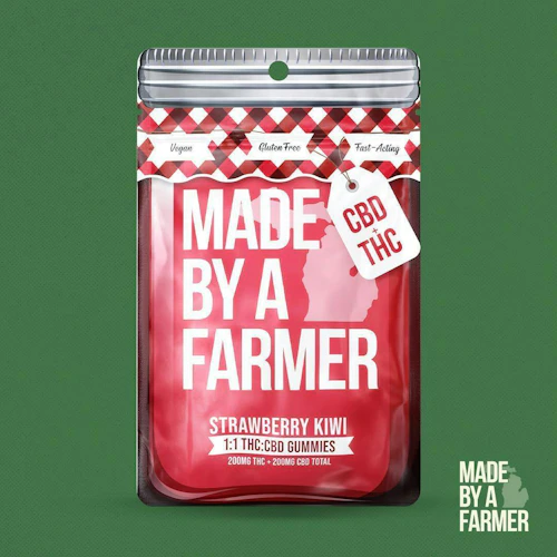 Made By A Farmer - 200mg THC : 200mg CBD Gummies - Strawberry Kiwi