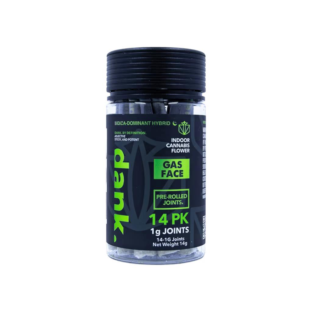 Dank | 14pk | Gas Face | 1g (14g)Dank By Definition.HybridTHC: 31.13%TERPS: 0.85%