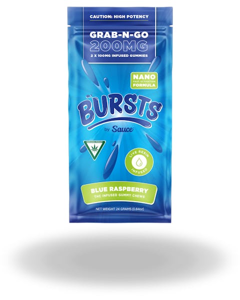Product: Sauce | Bursts Blue Raspberry Live Resin Gummies 2pk | 200mg