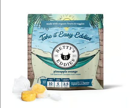 Product GGG Betty's Eddies Fruit Chews - Pineapple Orange 4:2:1 (THC:CBG:CBDV) 100mg (10pk)