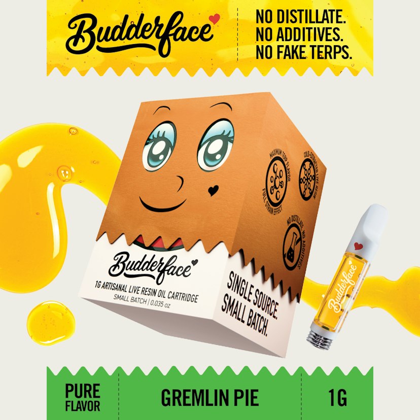 BUDDERFACE | Gremlin Pie | 1G | Artisanal Live Resin 510 Vape Cart