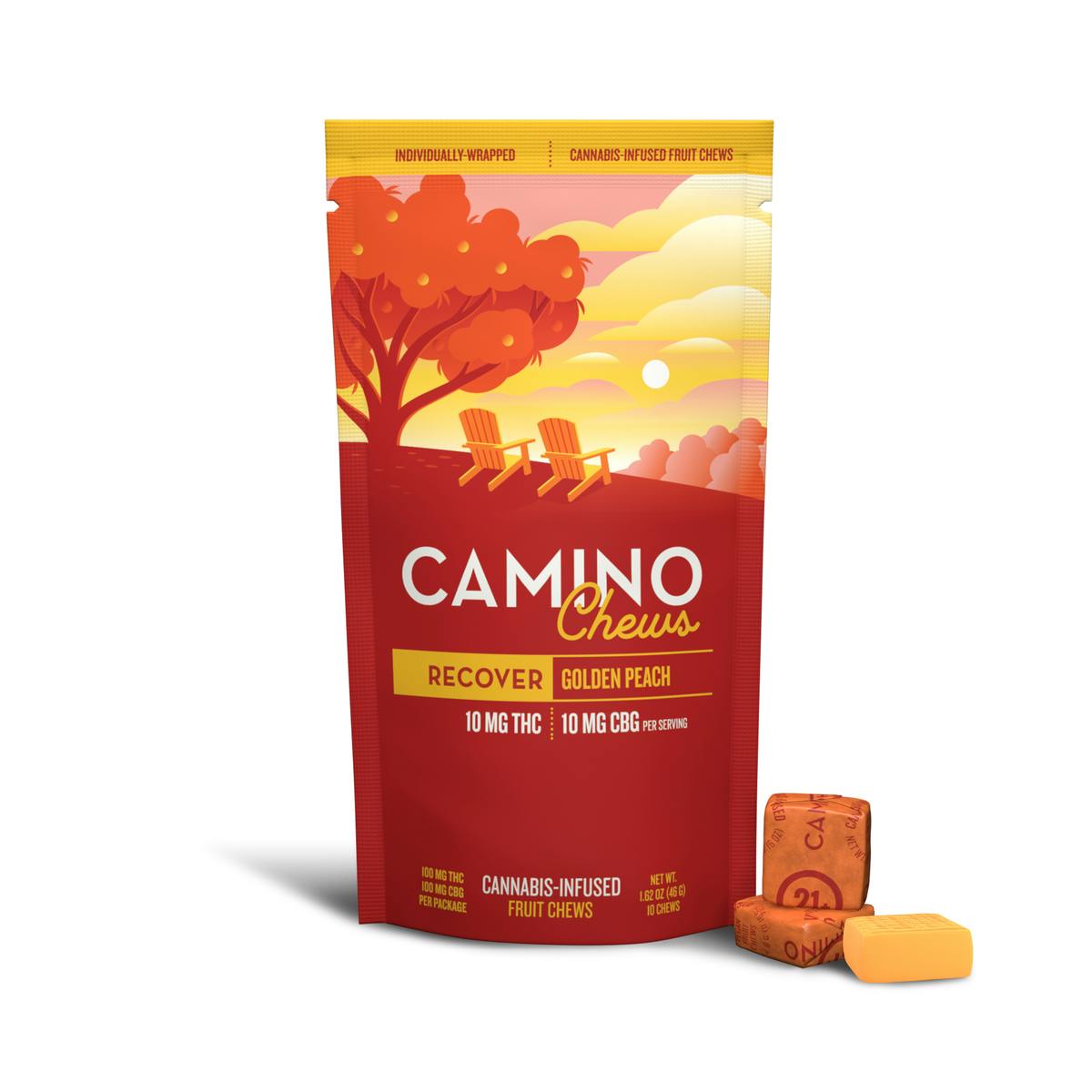 Camino | Golden Peach | Chews | THC:CBG | 100mg | 10ct