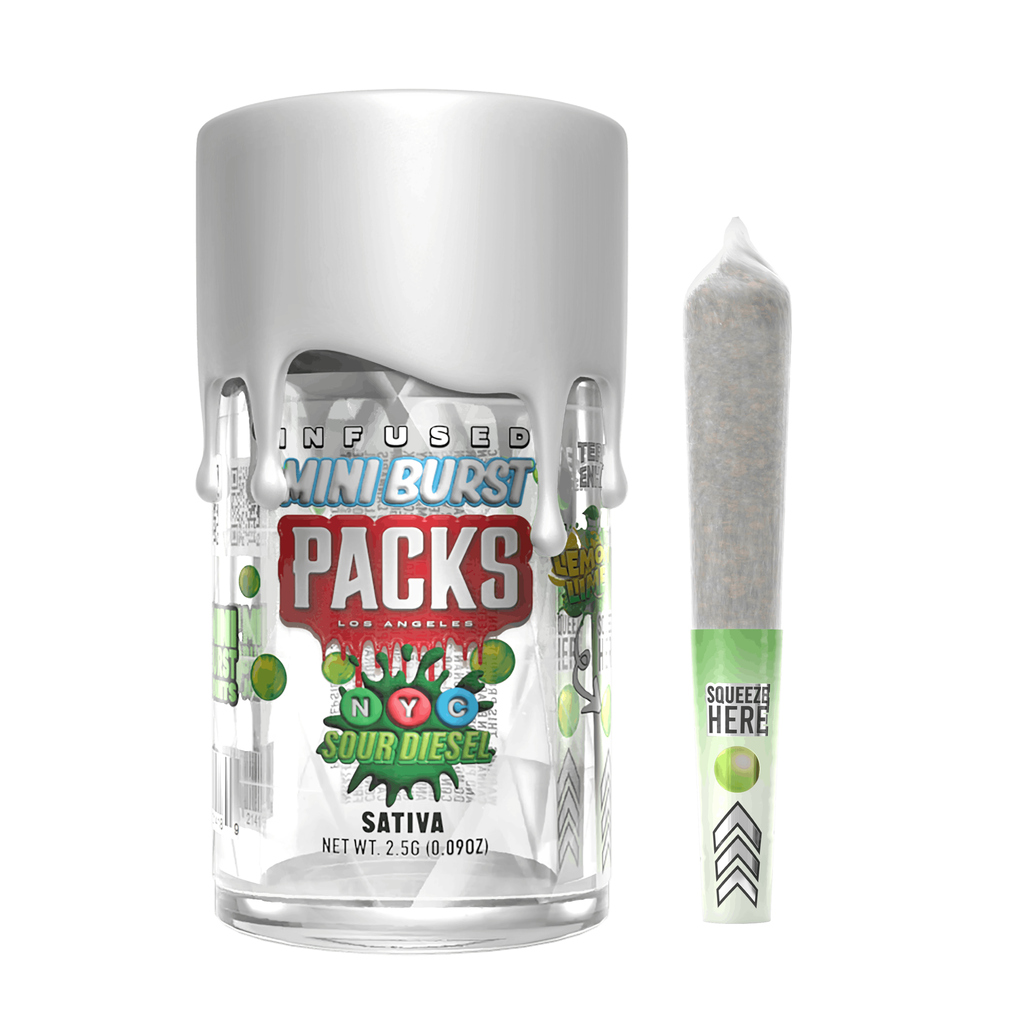 NYC SOUR DIESEL | Packs Mini Bursts - 5 Pack Infused Mini Joints | 2.5G