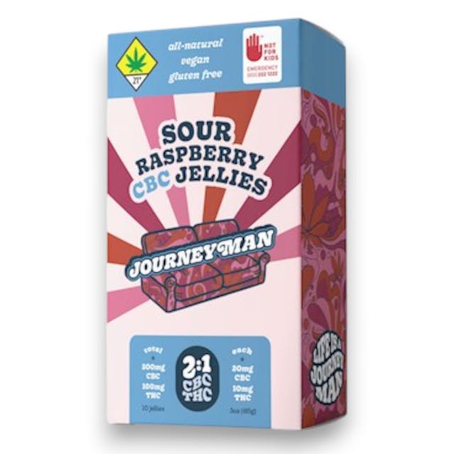 J-300SRJC - Journeyman CBC Sour Raspberry Jellies (100mg THC / 200mg CBC)
