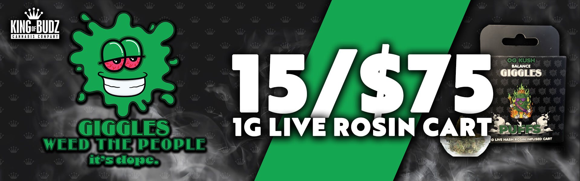 Giggles 1g Live Rosin Cart - 15 for 75$