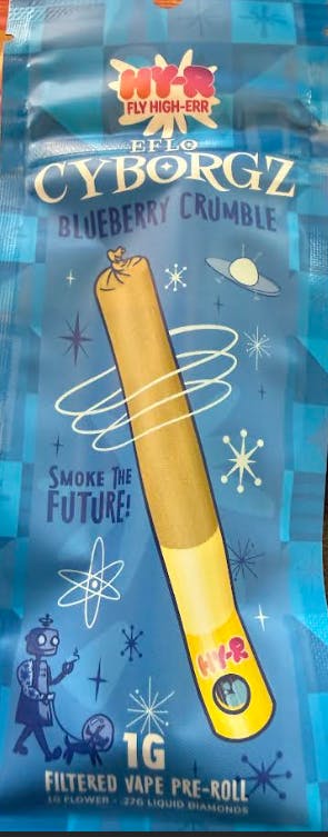 Hy-R | Blueberry Crumble | Cyborgz Infused Pre-Roll | 1.27g | Indica |  Twisted Bee - REC