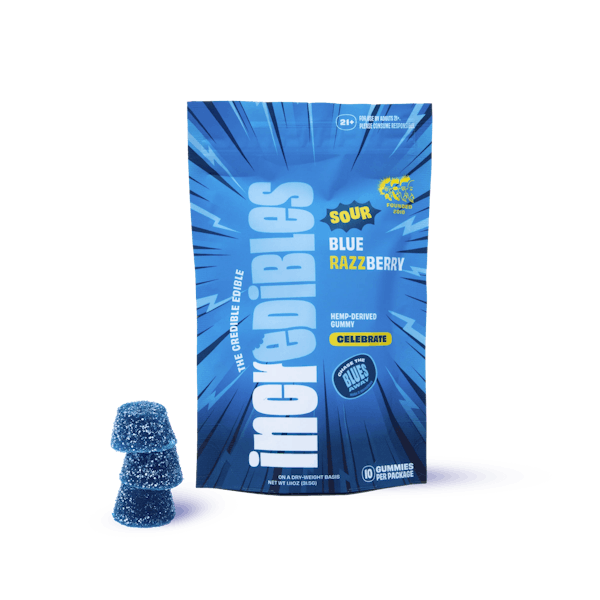 Incredibles - Sour Blue Razzberry 1:1 (THC:CBG)(10 Pack) - 100mg - Gummies