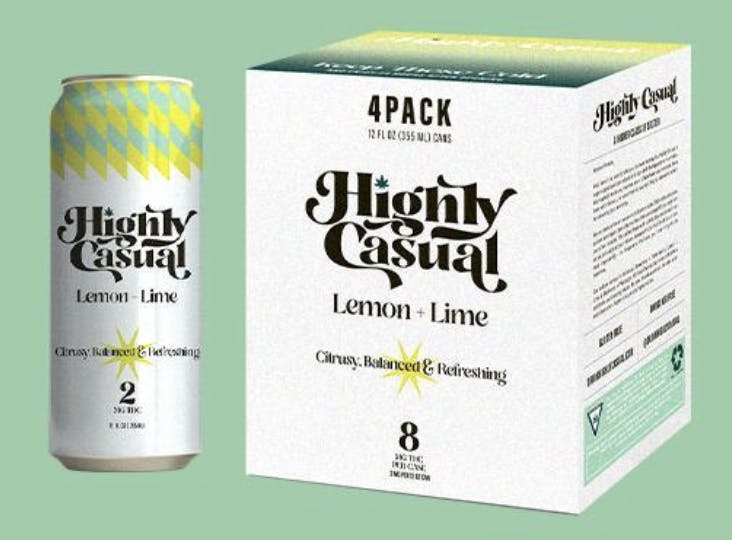 Product: Highly Casual | Cannabis Seltzer 4-Pack - Lemon + Lime - 2mg/ea