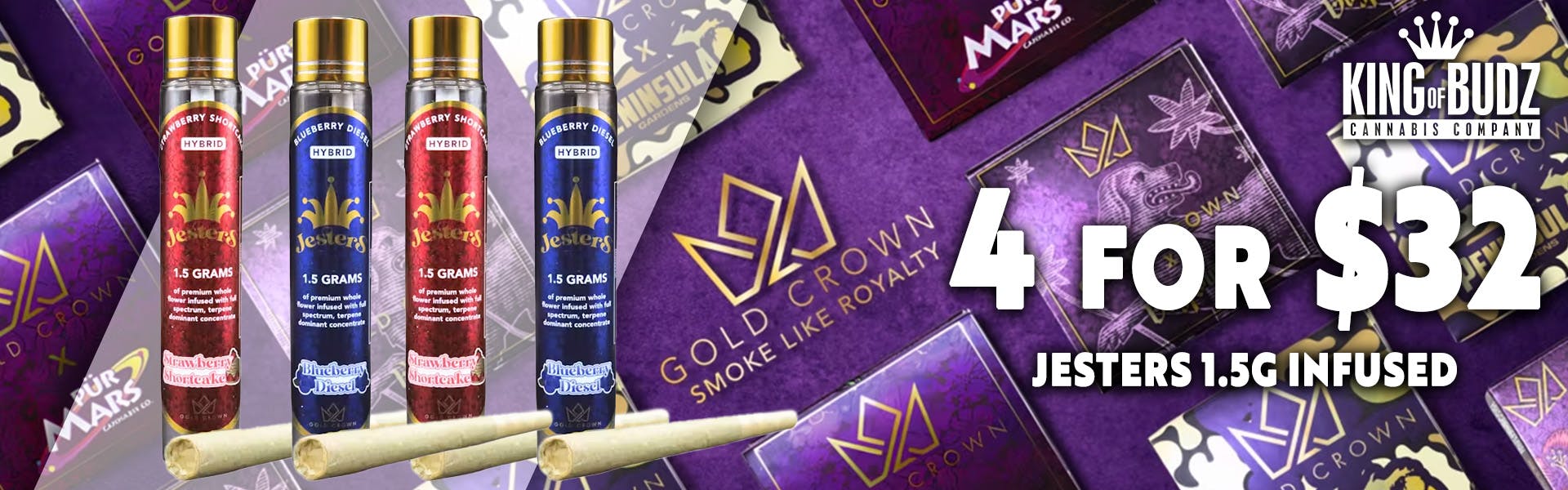 Jesters 1.5g Infused Preroll 4 For $32
