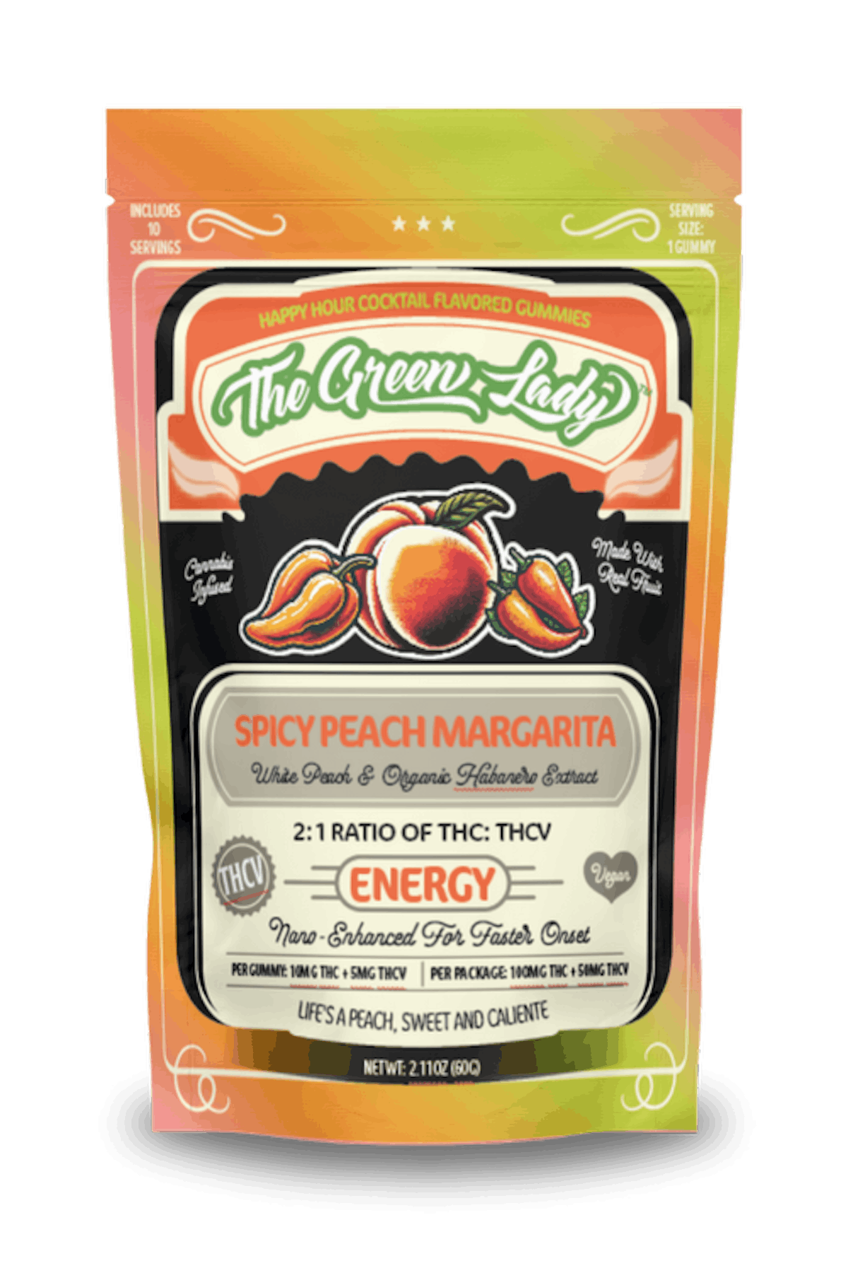 Image of Spicy Peach Margarita “Energy” 2:1 | 100mg Gummies (10mg/10ct)