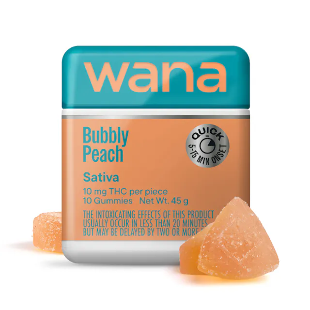 Wana Quick Gummies Bubbly Peach 10pk/100mg (sativa, 2.8g)