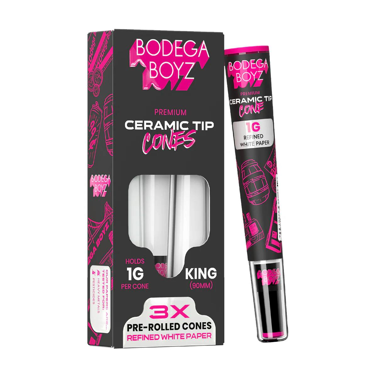 Bodega Boyz Ceramic Tip  Cone Refined White Paper 3pk