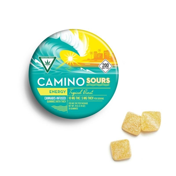 Camino Sours | Tropical Burst 2:1 THC:THCV Energy Gummies | 200mg:100mg