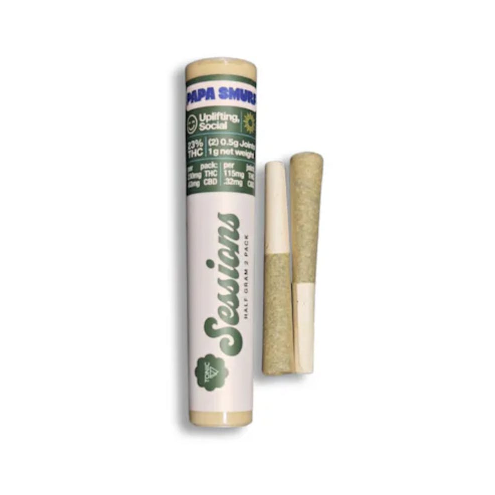 Sessions 0.5g Pre Roll 2pk- Papa Smurf