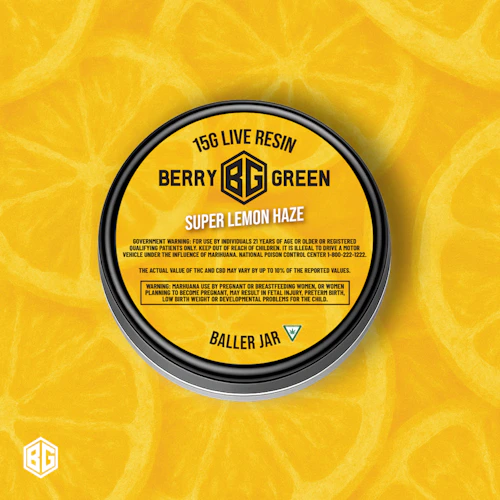 Berry Green - 15g Live Resin Baller Jar - Super Lemon Haze