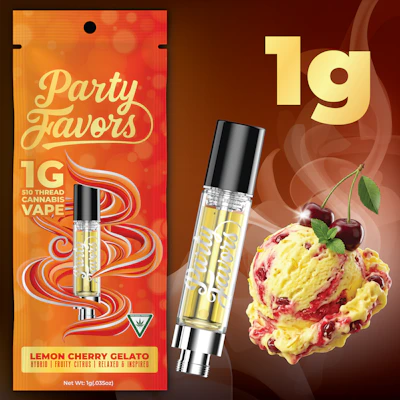 Party Favors - 1g Cart - Lemon Cherry Gelato - CARTRIDGES by Party Favors at King of Budz