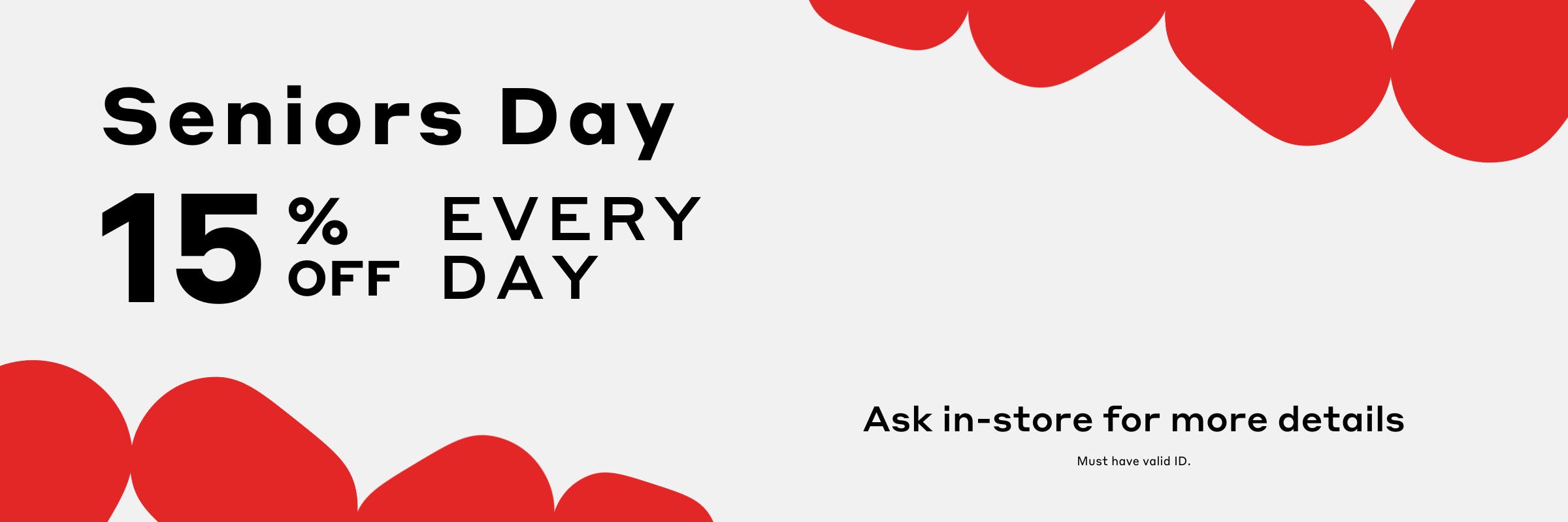seniors day sale. 15% off every tuesday for ages 55+ at tokyo smoke