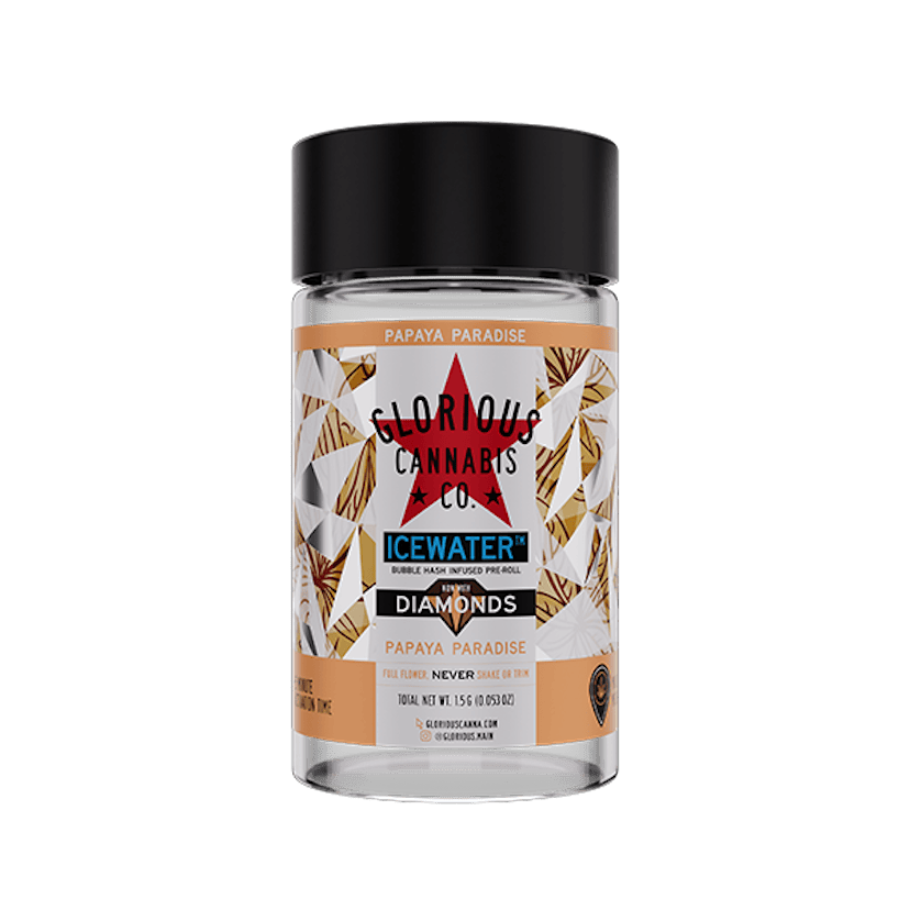 Glorious Cannabis Co. | Papaya Paradise Bubble Hash with Diamonds Infused Pre-Roll | 3 X .5G