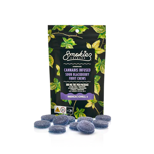 Sour Blackberry Indica  100mg THC Fruit Chews-1