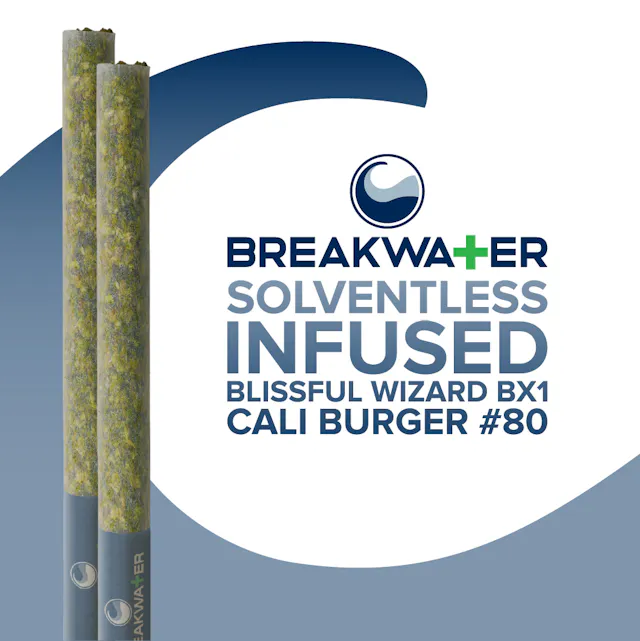 Breakwater Solventless Infused Pre-Roll Pack Blissful Wizard Bx1 & Cali Burger #80 2pk/1g (hybrid, infused pre roll packs)