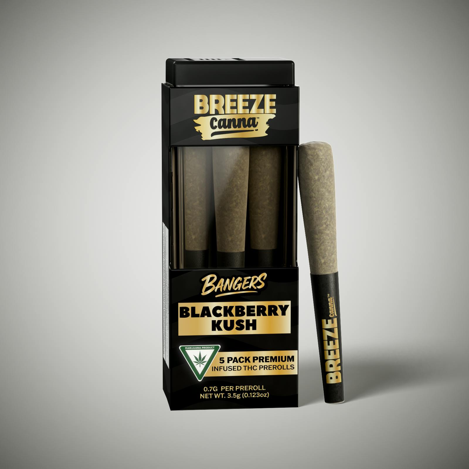 Breeze - 5-Pack .7g Live Resin Infused Prerolls - Blackberry Kush (I)