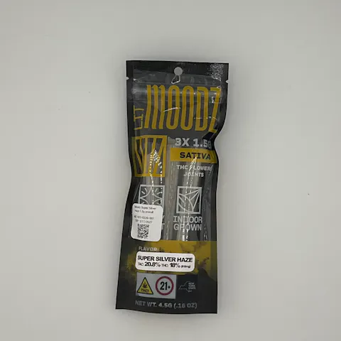 Moodz Super Silver Haze Preroll 1.5g 3 Pack Sativa by Moodz, available at Purple Buds Dispensary in Jackson Heights, Queens