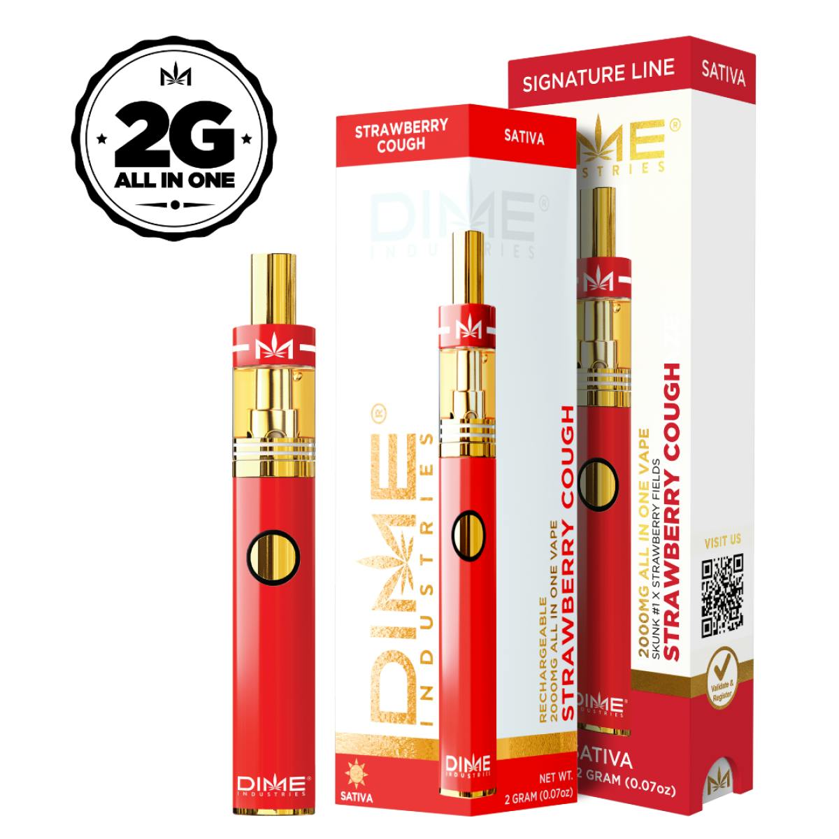Photo of DIME Signature Line 2g Vape Strawberry Cough