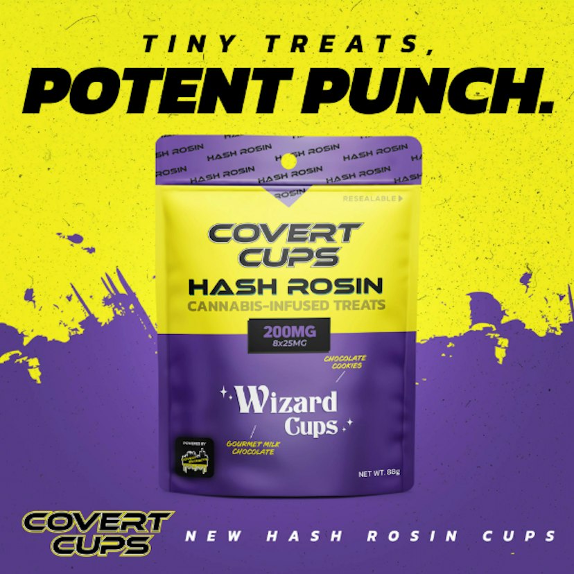 Covert Cups | 200mg THC Hash Rosin Chocolate | Wizard Cup