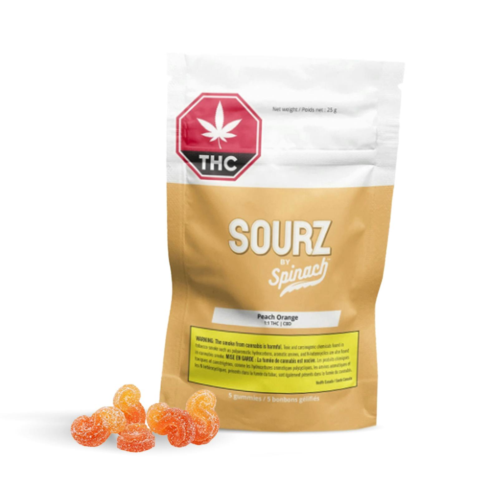 SOURZ 1:1 Peach Orange Gummies | 5 Pack