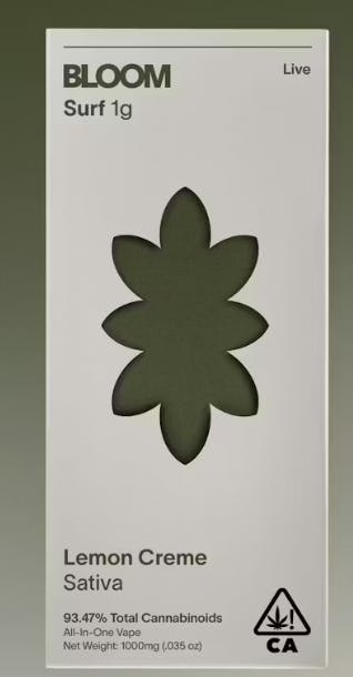 Bloom - Surf Disposable 1g Live- Lemon Creme (S) (1.0g)