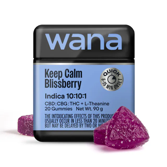 Wana Gummies Keep Calm Blissberry 10 CBD : 10 CBG : 1 THC 20pk/10mg (indica, 2.8g)