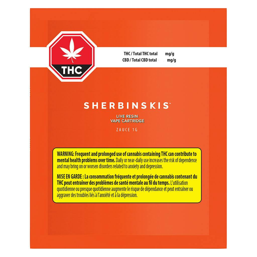 Sherbinskis - zauce pure live resin 510 cart